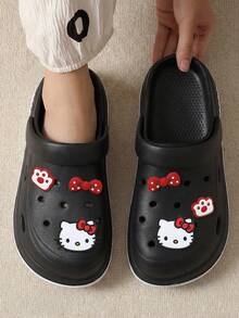 Hello Kitty MAOLI 休闲红色KT猫咪图案拖鞋，男女通用 - 黑色 - 查看 10