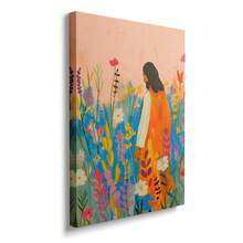 1pc Framed/Unframed Colorful Jesus & Wild Flowers Christian Art Poster, Vintage Bible Verse Aesthetic Oil Painting Canvas Print, Farmhouse Minimalist Wall Art Suitable For Dorm, Apartment, Living Room, Bedroom, Modern Home Decor - Multicolor - View 2