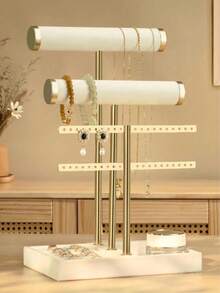 1pc 3-Tier Bracelet Display Stand - Jewelry Organizer, Detachable T-Bar Beige Velvet Bracelet Holder, Jewelry Storage Rack For Bracelets, Necklaces, Earrings, Rings, Unique Gift For Women, Mothers, Jewelry Box - Multicolor - View 17