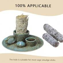 4 In 1 Incense Burner Holder For Sticks Palo Santo Sticks Holder Candle And Sage Holder For Burning Ceramic Ash Catcher Tray For Meditation Yoga Room Home Decor Blue - Blue - View 5