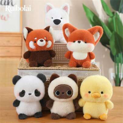 Sitting & Lying Desk Buddy Plush Toy - Super Soft Stuffed Mini Plush Animals, Fox/Bear/Lamb/Pink Pig/Yellow Chicken, Etc., Suitable For Office And Study, Stress Relief Companion, Cute Home Decoration And Thoughtful Birthday Gift For Adults/Students/Children, Mother's Day Gift, Room Decoration, Thanksgiving Gift, Christmas Gift