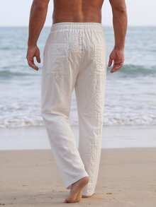 Comfortable Breathable Casual Straight-Leg Pants For Men - White - View 2