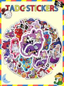 80张TADC贴纸，包括Jax、Ragatha、Caine、Zooble、Gangle、Kinger等图案，精美数码贴纸，手机壳贴纸，DIY剪贴簿装饰贴纸，水瓶贴纸，哑光贴纸，礼品包装贴纸，生日派对装饰贴纸 - 彩色 - 查看 3