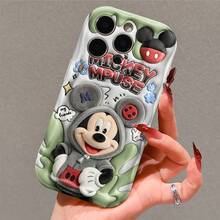 Disney Classic Mickey Mouse Cute Cartoon Phone Case, Hoodie Fashion Mickey With Letter Print And Cartoon Decor Pattern, Green Cream Wavy Texture Soft Shockproof Anti-Scratch Protective Cover, Compatible With IPhone 17, 16, 15, 14, 13, 12, 11 Pro Series. Ideal Thoughtful Gift For Family, Friends, Birthday Celebrations, Holiday Presents And All Special Daily Occasions. - White - View 4
