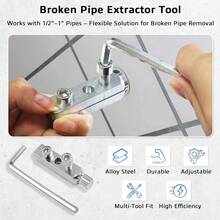 1pc All-In-One Broken Screw & Bolt Extractor Kit - 1/2" & 3/4" Thread Repair Tool With Spring-Loaded Handle For Home & Industrial Plumbing Repairs, Durable Metal Body, Broken Pipe Removal Tool - Multicolor - View 5