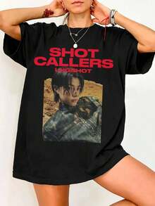 Woojin LNGSHOT Shot Callers Vintage 90s Bootleg T-Shirt Retro K-Pop Tee - Black - View 6