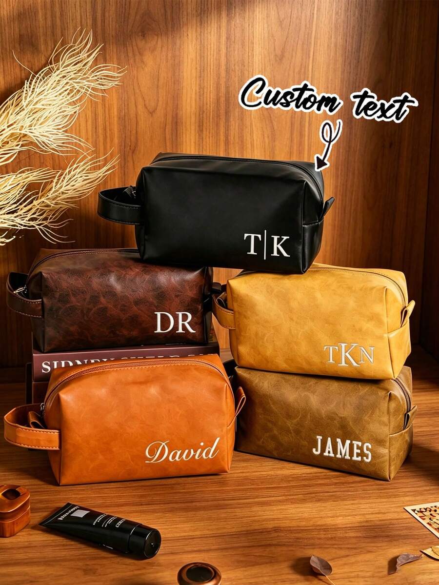 Bolsa de aseo personalizada con texto, regalo de aniversario, regalo para padrino o dama de honor, favor de boda, regalo del Día del Padre, regalo festivo - Multicolor - Ver 1