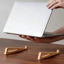 Portable Wooden Laptop Stand With Triangular Base And Cooling Pad, Suitable For Tablets/E-Readers, Mobile Office Workstation For Office, Travel, Desk Or Lap Use - Compatible With Smartphones, Compact Design - Multicolor - View 8