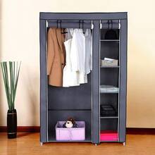 67" Portable Clothes Closet Wardrobe With Non-Woven Fabric And Hanging Rod Quick And Easy To Assemble Gray - 如圖所示 - 查看 5