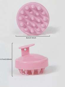 1pc Silicone Massage Shampoo Brush, Hair Washing Comb Cleansing Bath Brush Hair Styling Tool - Pink - View 3