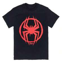 MarveEl's SpiderE-ManS Miles Morales Men's Black T-Shirt, Red Spider Logo, Superhero Short-Sleeved Casusummer Outfits For Women - màu đen - Xem 7