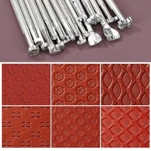 KLONKEE 20件/21件套DIY皮革工艺工具套装，皮革压花工具，含珠宝橡胶锤、珠宝打孔器、皮革雕刻压花打孔工具 - 皮革鋼印 - 查看 5