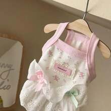 1pc Cute Floral Lace Dog Dress, Breathable Lightweight Pet Vest Suitable For Small Dogs, Spring/Summer Cat Clothing, Adorable Pet Outfit For Daily Wear And Photo Shoots - White - View 9