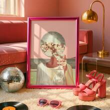 3PCS Retro Disco & Cocktail Wall Art Set, Pink & Green Maximalist Print, Funky Preppy Living Room Decor (Unframed) - A - View 6