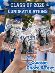 1pc Customizable Name And Text Beer Mug, Personalized Beer Mug, Engraved 16oz/22oz (473ml/650ml) Clear Beer Mug, Graduation Season Gift, Perfect For Graduation Party, Game Night, Birthday Party, Great Gift For Friends, Boyfriend, Girlfriend, Family, Fashionable Design Glass Cup, Customized Beer Mug - Multicolor - View 1