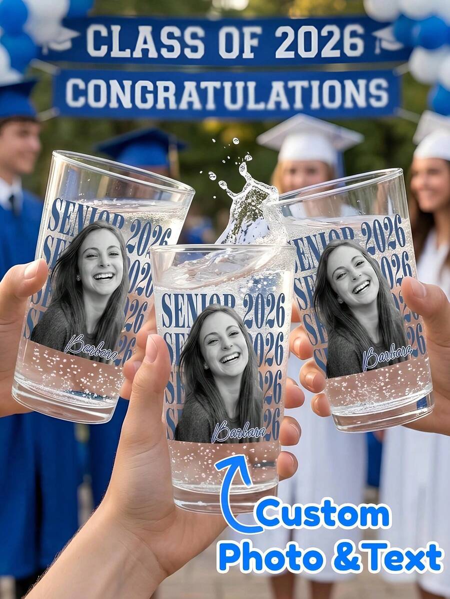 1pc Customizable Name And Text Beer Mug, Personalized Beer Mug, Engraved 16oz/22oz (473ml/650ml) Clear Beer Mug, Graduation Season Gift, Perfect For Graduation Party, Game Night, Birthday Party, Great Gift For Friends, Boyfriend, Girlfriend, Family, Fashionable Design Glass Cup, Customized Beer Mug - Multicolor - View 1