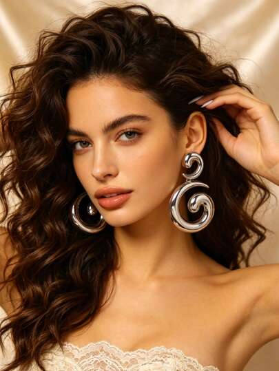 1 Đôi bông tai xoắn ốc vàng kiểu cổ điển sang trọng, bông tai hình giọt nước rỗng hình học retro, kiểu dáng thanh lịch cá nhân, phù hợp cho hàng ngày, tiệc tùng, hẹn hò, lễ hội, lễ hội âm nhạc, kỳ nghỉ hè trên bãi biển, quà tặng cho bạn bè, gia đình, các cặp đôi, phụ nữ, phụ kiện trang sức, thiết kế độc đáo