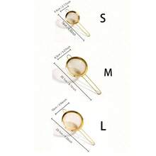 1 pieza/3 piezas Cuchara coladora de malla fina de acero inoxidable con mango - Tamiz para polvo de especias, tamiz para sal gruesa, herramienta de cocina para filtrar y tamizar, accesorios de cocina - Dorado - Ver 8