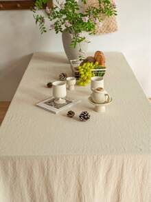 1pc Modern Minimalist Tablecloth, Linen Texture, Fresh Style For Coffee Table, Dining Table, Nordic/Japanese Inspired - Beige - View 19