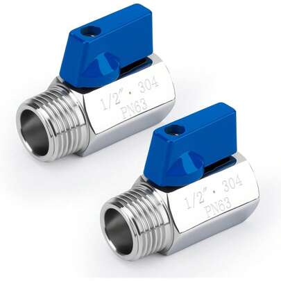 2 Pack 1/2" Mini Ball Valve, 304 Stainless Steel Water Flow Control Male X Female NPT Threaded Shut-Off Drain Valves With Quarter Turn Operation