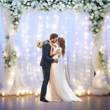 1pc 6m/3 Meters Wedding Romantic Atmosphere Decoration LED String Lights Battery Powered Indoor Party Backdrop LED String Lights - Battery Box Curtain Light - View 5