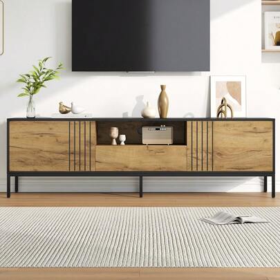 TV Stand 170*35*50cm, Low TV Cabinet, TV Console With 2 Legs And 1 Plug, TV Stand, TV Support, TV Stand, Suitable For TVs Up To 70 Inches