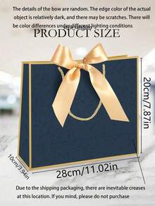 Landscape Style Bags,Paper Gift Bags,Shopping Bags With Handles With Bow, Bridesmaid Handled Bags, Bow Tie Handle Bags, Suitable For Wedding, Birthday For Birthday,Anniversary, Wedding Party, Wedding Guest Favors, Graduation, Housewarming (Navy Blue) - Multicolor - View 8