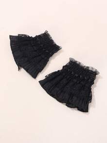 1 par de puños con volantes de encaje, puños falsos de encaje vintage multicapa adecuados para adolescentes, puños con volantes decorativos para vestidos, camisas y ropa de estilo gótico - 1Pair - Ver 8