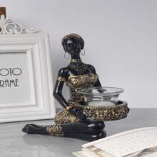 1 pieza Escultura de estilo bohemio, Portavelas, Adorno de decoración del hogar apto para sala de estar, estudio, dormitorio - 1PC - Ver 3