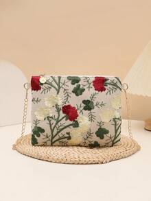 Bolso de teléfono con estampado floral de moda con correa de cadena para cruzar al hombro - Multicolor - Ver 2