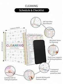 ADHD Cleaning Planner A5 Spiral Notebook Daily Weekly Monthly Cleaning Schedule 15 Min Tasks Easy Routine Organizer Room By Room Checklist Home Management Planner For Women Gift - White - View 4