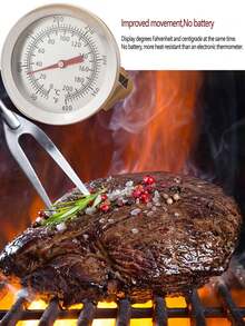 1pc Turkey/Deep Fry Thermometer, Instant Read, Kitchen Thermometer, Dial Thermometer, Oil Thermometer, Stainless Steel Probe Meat Cooking Thermometer - Multicolor - View 3