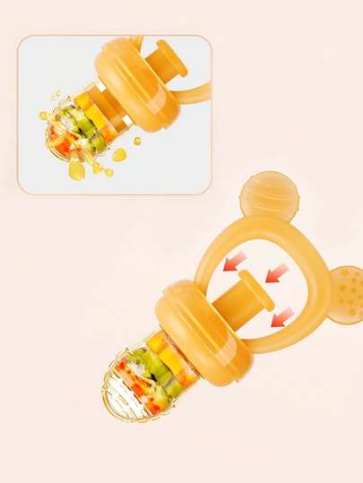 3-In-1 Baby Food Feeder – Ergonomic Silicone, Teething & Grasp Training, Wide-Mouth Anti-Spill With Measurement & Dust Cover, Heat-Sterilizable