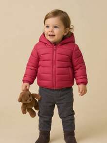 Girls' Padding Jacket, Sizes 1 To 6 - 玫紅色 - 查看 1