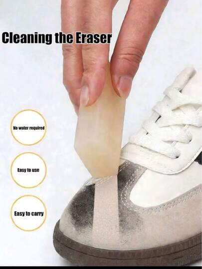 1 pieza Borrador de goma para limpiar zapatos de ante, limpiador portátil de zapatos de ante y cuero, sin agua, fácil de llevar, adecuado para limpiar terciopelo, cuero, zapatillas y zapatos blancos, eliminación de manchas en seco, toallita de cuidado de zapatos amigable para viajes, no abrasivo, ideal para entusiastas de las zapatillas, Día de la Madre y Día del Padre, verano, playa, artículos esenciales de viaje