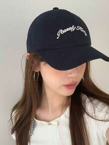 1pc Letter Embroidered Baseball Cap, Bow Decor Fashionable Versatile Elegant Sun Protection Suitable For Outdoor Travel,Beach,Festival - A - View 3