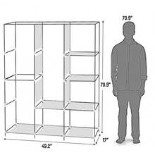 71" Portable Closet Wardrobe Clothes Rack Storage Organizer With Shelf Gray - As Pic - View 5