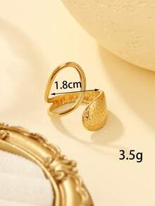 1pc Stainless Steel Gold-Tone Open Ring, Suitable For Women's Daily Decoration Or Gift - Yellow Gold - View 4