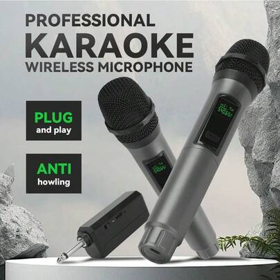 Micrófono inalámbrico de mano LMBGM, micrófono de mano recargable con 8 horas de duración de batería, transmisión de señal sin obstáculos de 30 m, adecuado para transmisión en vivo/karaoke/reuniones, plug and play