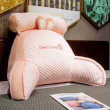Single Lumbar Support Cushion For Reading In Bed, Designed For Backrest And Arm Support - Pink( Rabbit)-l - View 1