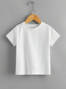 Genkimix Solid Color Short Sleeve T-Shirt For Toddler - 白色 - 查看 1