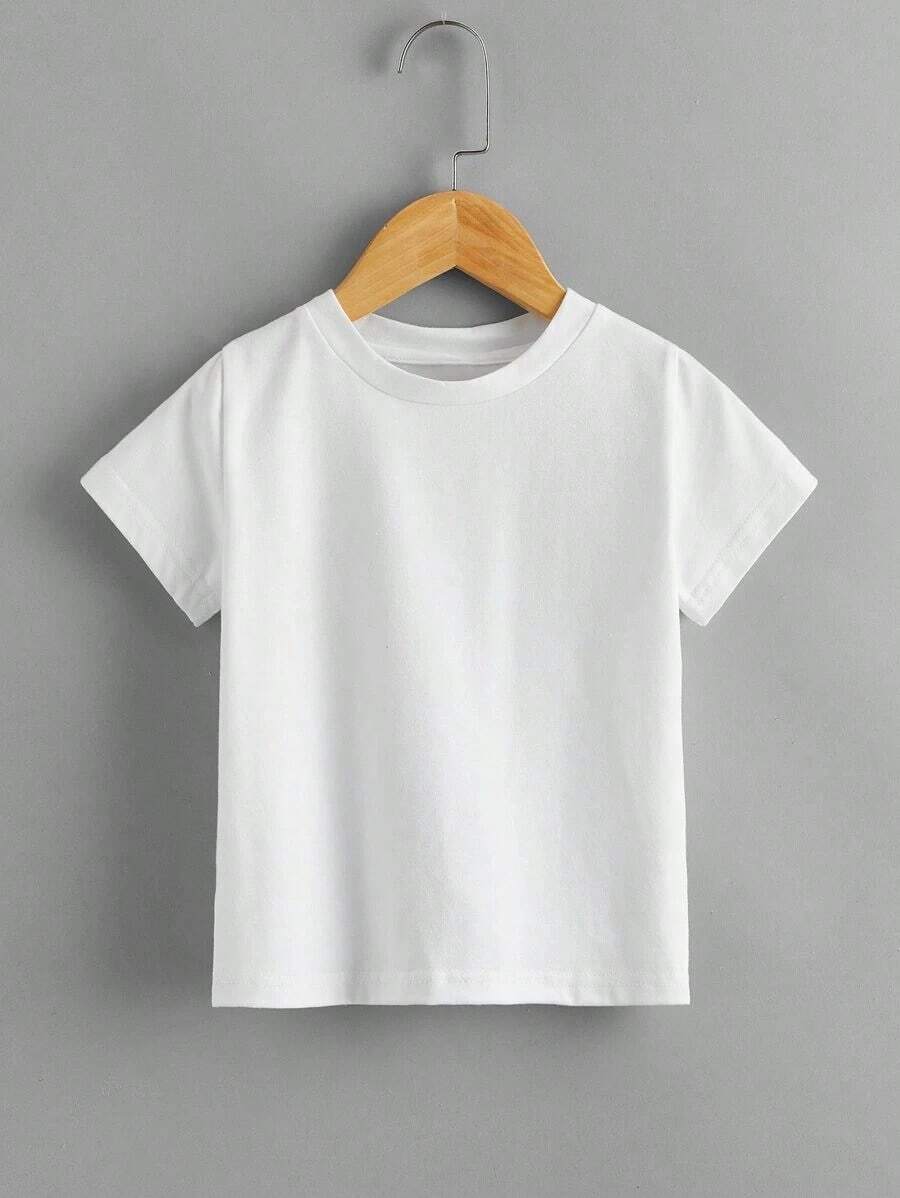 Genkimix Solid Color Short Sleeve T-Shirt For Toddler - 白色 - 查看 1