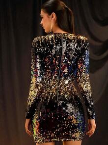 Vestido ajustado de fiesta con lentejuelas de colores de moda - Multicolor 4 - Ver 8