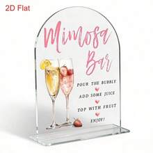 2D Acrylic Mimosa Bar Sign With Mimosa Cocktail Recipe - Tabletop Decor For Bridal Shower, Wedding, Bachelorette Party, Bubbly Bar, Engagement Party Decoration - Retro Style, 2D Flat With Stand - A - View 7