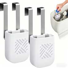 Giá treo bồn cầu bằng thép không gỉ, 1/2 cái, hộp đựng viên tẩy rửa bồn cầu chống thấm nước, giá để viên tẩy rửa bồn cầu. - trắng - Xem 1