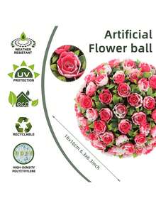 1 pièce Boule de rose artificielle, disponible en couleurs rose, blanc, rose, tailles : 16 cm (6,3 po), 22 cm (8,7 po) ou 28 cm (11 po), convient pour la décoration de mariage, les faveurs de fête, les boules d'herbe artificielle, la décoration de remise des diplômes, la décoration de bureau/salon/chambre à coucher/salle à manger, la décoration de fête/mariage/jardin, la décoration de la maison, la décoration de l'école/dortoir - Multicolore - Voir 13