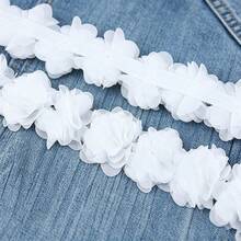 1pc Flower Design DIY Fabric - White - View 4