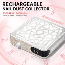 CHRISTINE SHELLY Nail Dust Collector, Powerful Vacuum Fan Vent Dust Collector Extractor Dust Suction Machine For Acrylic Nails Polishing, Nail Salon, White Diamond(Plug-In Use, Not Rechargeable) - View 5