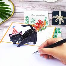 1 Thiệp chúc mừng sinh nhật hình mèo 3D độc đáo, thiệp chúc mừng thủ công hình mèo hoạt hình dễ thương, làm bằng giấy dày chất lượng cao, có thể gấp lại, thiệp chúc mừng sáng tạo độc đáo kèm phong bì. - Nhiều màu - Xem 3