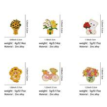 Broches femininos da série Flores Coloridas para mochilas, broches masculinos para roupas, alfinetes de liga de zinco com esmalte macio, acessórios de joalheria, presentes de Natal. - Ouro - Ver 4
